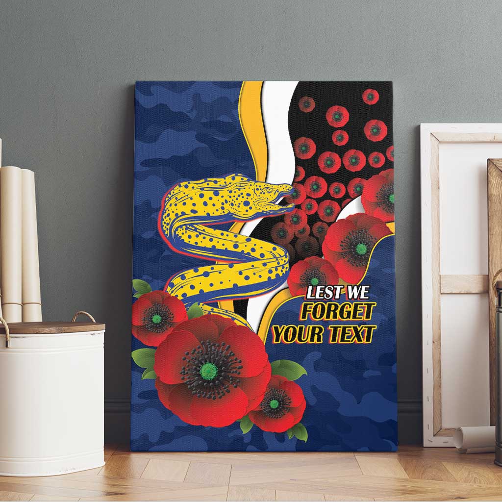 Parramatta Eels ANZAC Personalised Canvas Wall Art Lest We Forget Poppy Camo