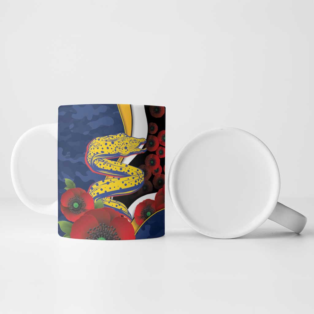Parramatta Eels ANZAC Personalised Ceramic Mug Lest We Forget Poppy Camo