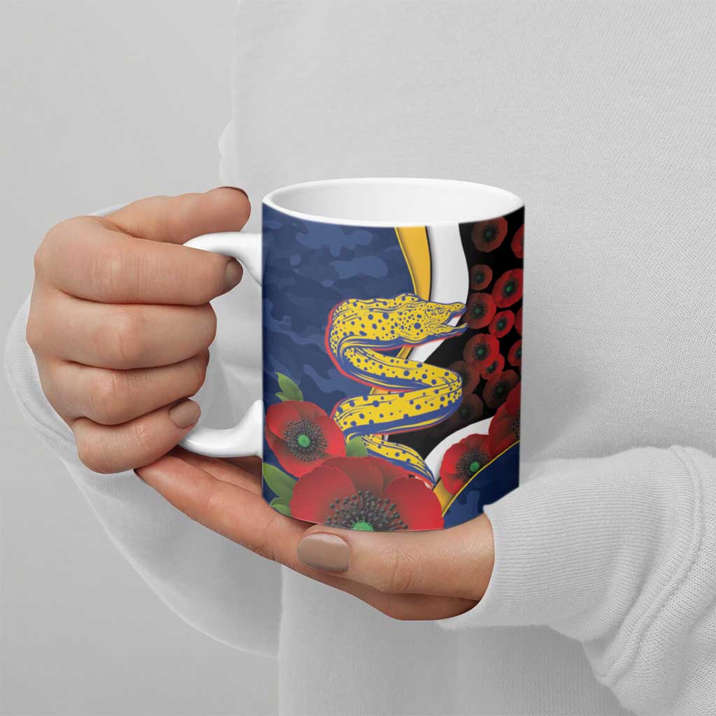 Parramatta Eels ANZAC Personalised Ceramic Mug Lest We Forget Poppy Camo
