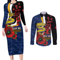 Parramatta Eels ANZAC Personalised Couples Matching Long Sleeve Bodycon Dress and Long Sleeve Button Shirt Lest We Forget Poppy Camo