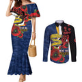 Parramatta Eels ANZAC Personalised Couples Matching Mermaid Dress and Long Sleeve Button Shirt Lest We Forget Poppy Camo