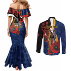 Parramatta Eels ANZAC Personalised Couples Matching Mermaid Dress and Long Sleeve Button Shirt Lest We Forget Poppy Camo