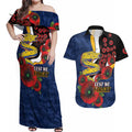 Parramatta Eels ANZAC Personalised Couples Matching Off Shoulder Maxi Dress and Hawaiian Shirt Lest We Forget Poppy Camo
