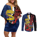 Parramatta Eels ANZAC Personalised Couples Matching Off Shoulder Short Dress and Long Sleeve Button Shirt Lest We Forget Poppy Camo