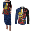 Parramatta Eels ANZAC Personalised Couples Matching Puletasi and Long Sleeve Button Shirt Lest We Forget Poppy Camo