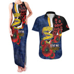 Parramatta Eels ANZAC Personalised Couples Matching Tank Maxi Dress and Hawaiian Shirt Lest We Forget Poppy Camo