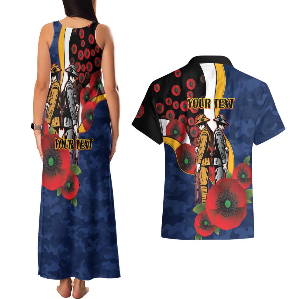 Parramatta Eels ANZAC Personalised Couples Matching Tank Maxi Dress and Hawaiian Shirt Lest We Forget Poppy Camo