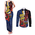 Parramatta Eels ANZAC Personalised Couples Matching Tank Maxi Dress and Long Sleeve Button Shirt Lest We Forget Poppy Camo