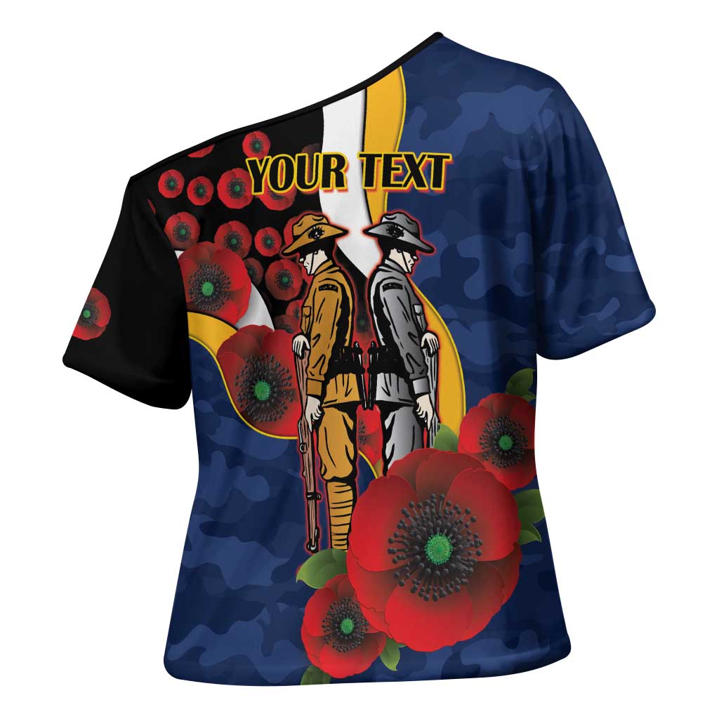 Parramatta Eels ANZAC Personalised Cross Shoulder Shirt Lest We Forget Poppy Camo