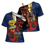 Parramatta Eels ANZAC Personalised Cross Shoulder Shirt Lest We Forget Poppy Camo
