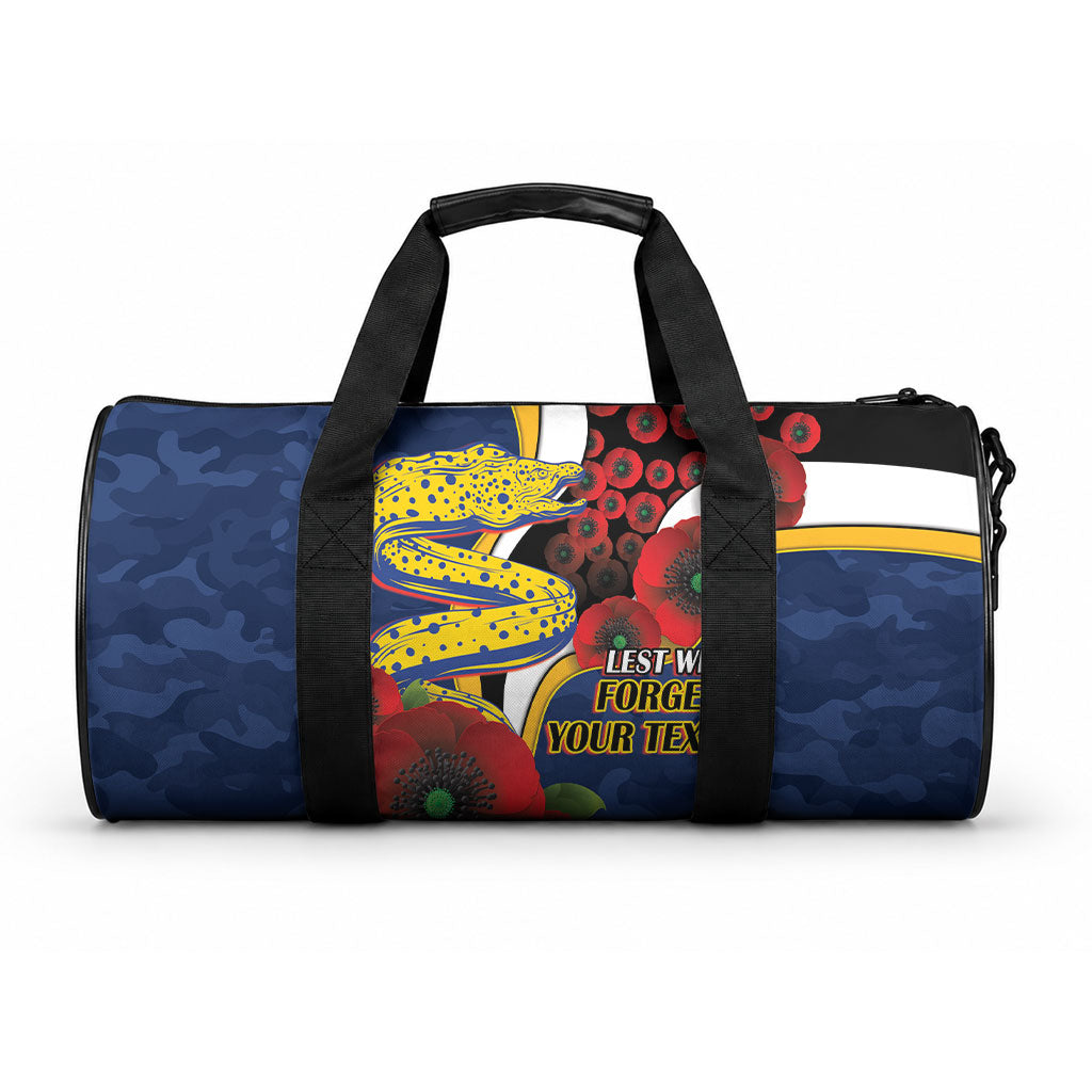 Parramatta Eels ANZAC Personalised Duffle Bag Lest We Forget Poppy Camo