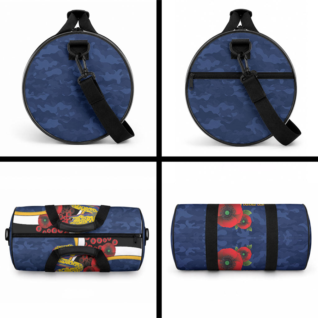 Parramatta Eels ANZAC Personalised Duffle Bag Lest We Forget Poppy Camo