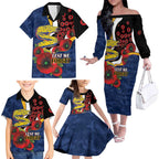 Parramatta Eels ANZAC Personalised Family Matching Off The Shoulder Long Sleeve Dress and Hawaiian Shirt Lest We Forget Poppy Camo