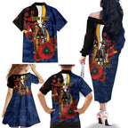 Parramatta Eels ANZAC Personalised Family Matching Off The Shoulder Long Sleeve Dress and Hawaiian Shirt Lest We Forget Poppy Camo