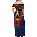 Parramatta Eels ANZAC Personalised Family Matching Off Shoulder Maxi Dress and Hawaiian Shirt Lest We Forget Poppy Camo
