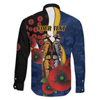 Parramatta Eels ANZAC Personalised Family Matching Off Shoulder Short Dress and Hawaiian Shirt Lest We Forget Poppy Camo