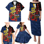 Parramatta Eels ANZAC Personalised Family Matching Puletasi and Hawaiian Shirt Lest We Forget Poppy Camo