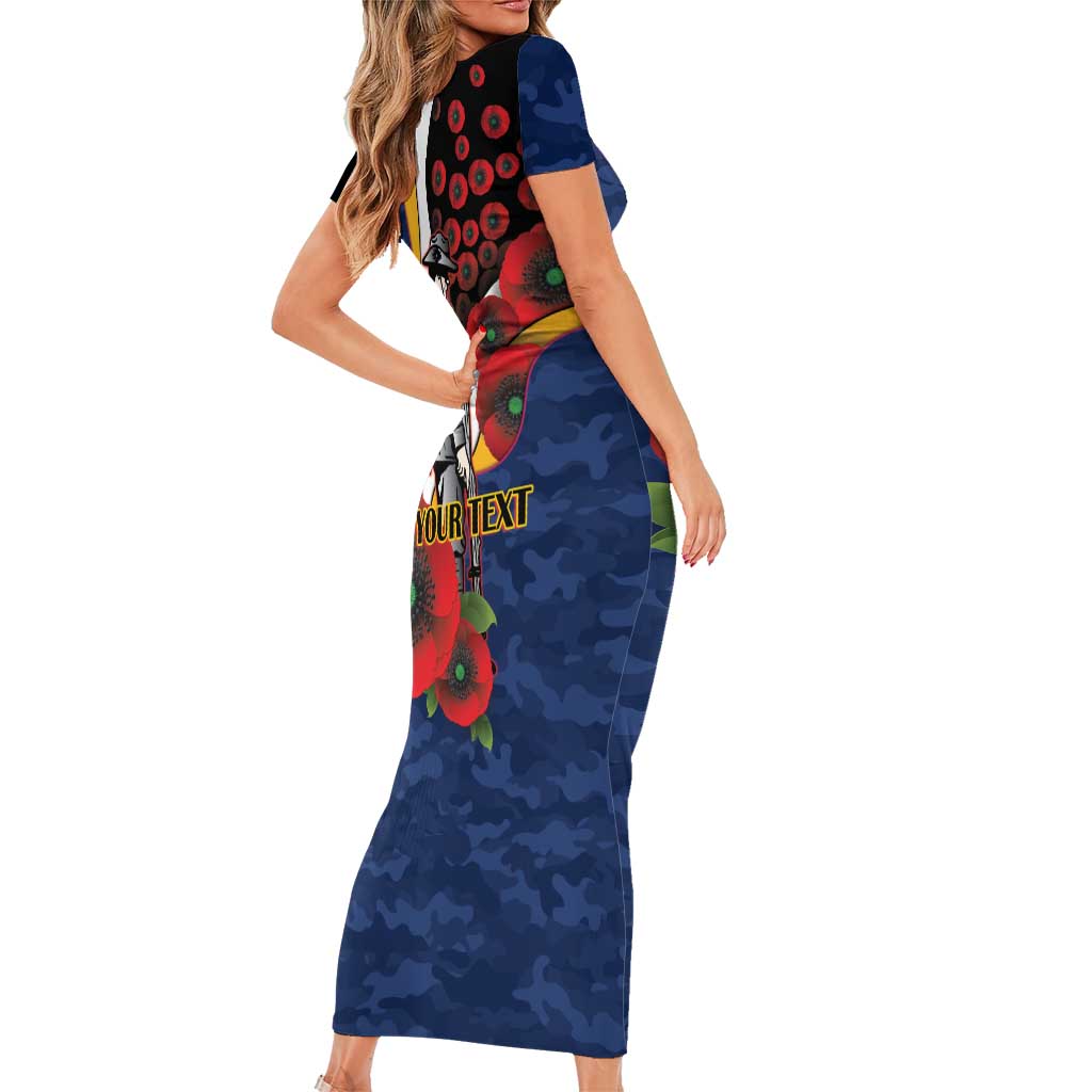 Parramatta Eels ANZAC Personalised Family Matching Short Sleeve Bodycon Dress and Hawaiian Shirt Lest We Forget Poppy Camo