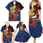 Parramatta Eels ANZAC Personalised Family Matching Summer Maxi Dress and Hawaiian Shirt Lest We Forget Poppy Camo