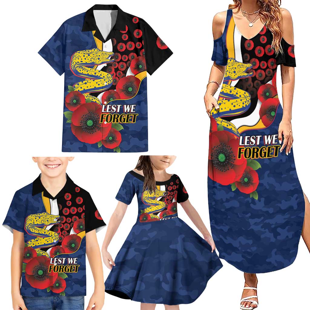 Parramatta Eels ANZAC Personalised Family Matching Summer Maxi Dress and Hawaiian Shirt Lest We Forget Poppy Camo