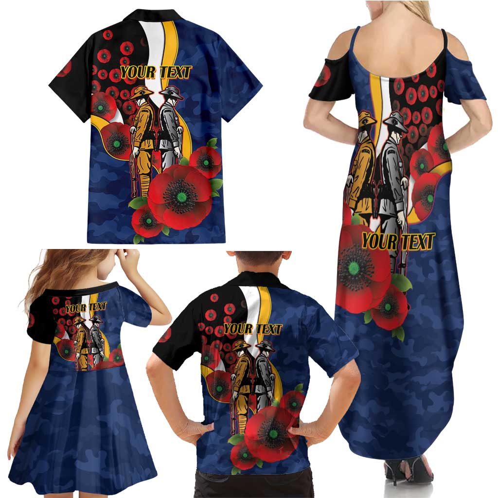 Parramatta Eels ANZAC Personalised Family Matching Summer Maxi Dress and Hawaiian Shirt Lest We Forget Poppy Camo