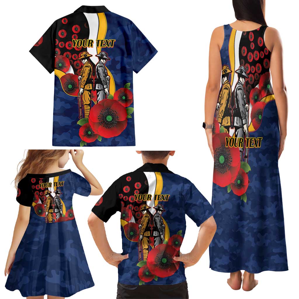 Parramatta Eels ANZAC Personalised Family Matching Tank Maxi Dress and Hawaiian Shirt Lest We Forget Poppy Camo