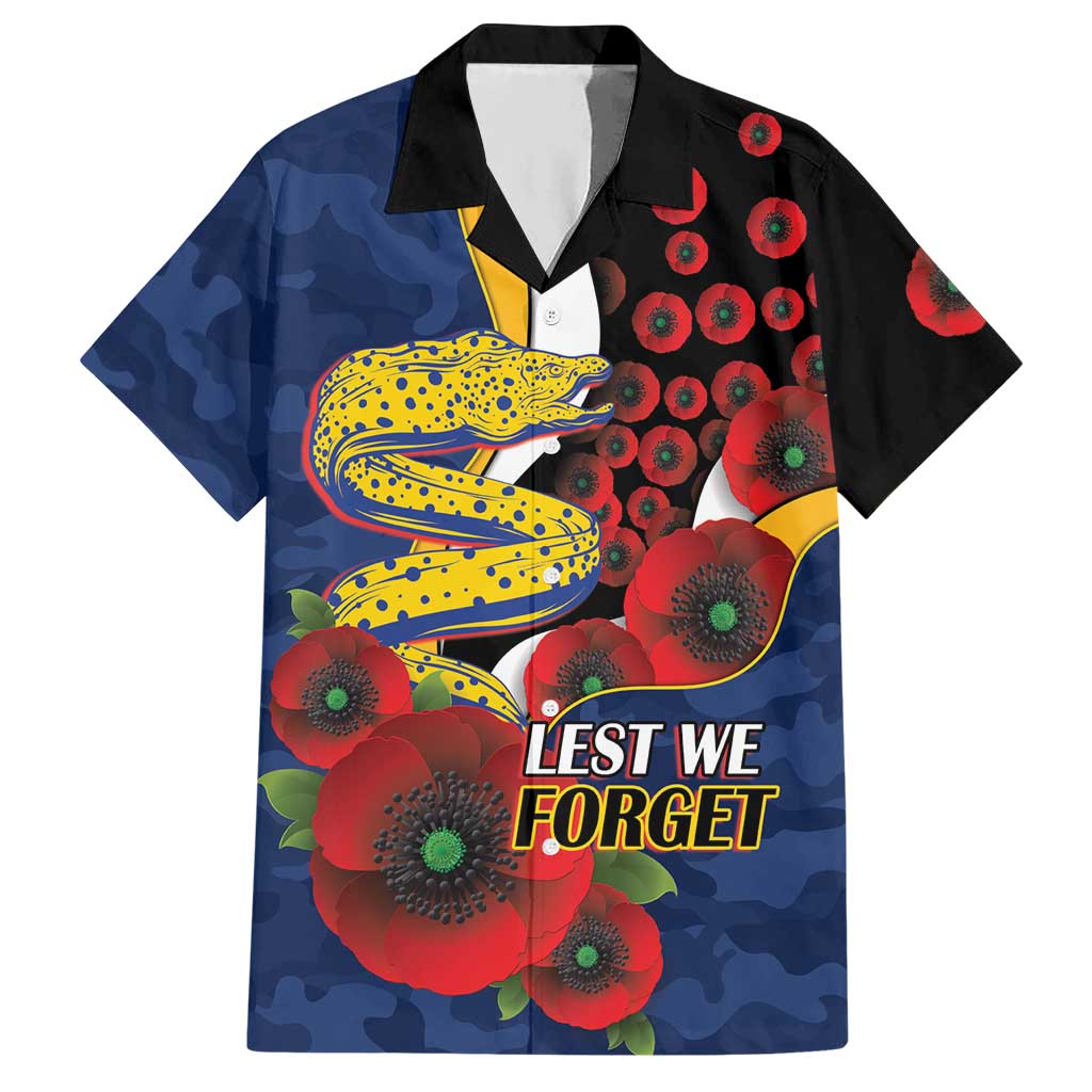 Parramatta Eels ANZAC Personalised Hawaiian Shirt Lest We Forget Poppy Camo