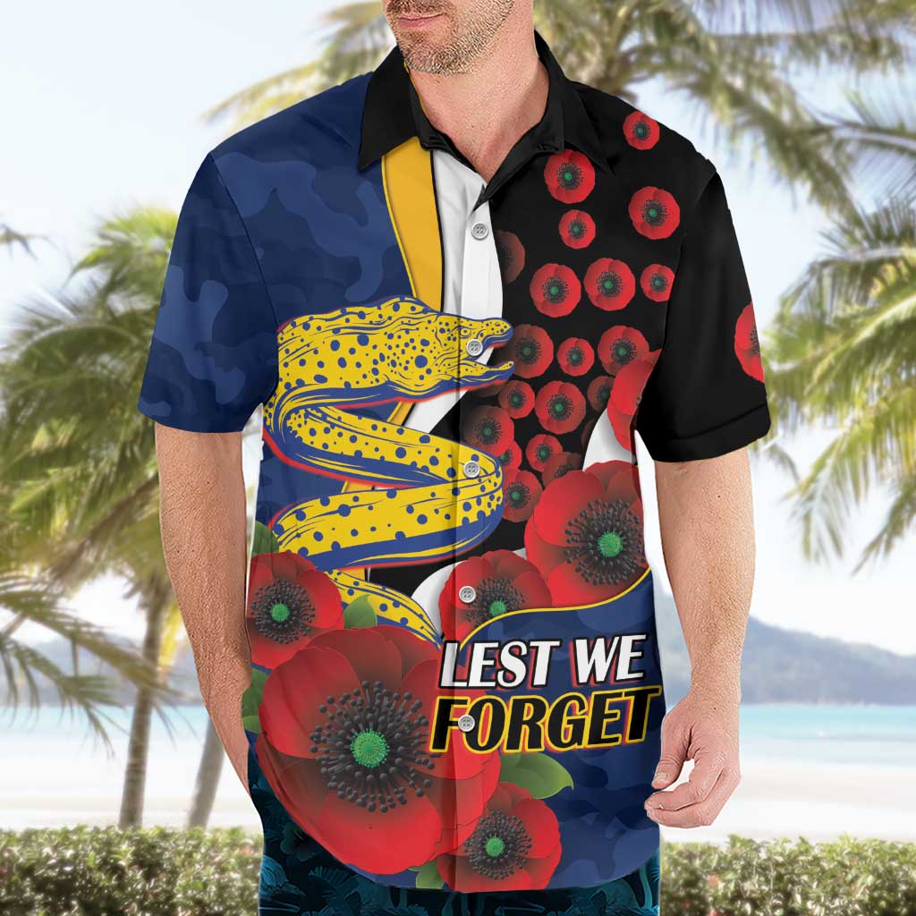 Parramatta Eels ANZAC Personalised Hawaiian Shirt Lest We Forget Poppy Camo