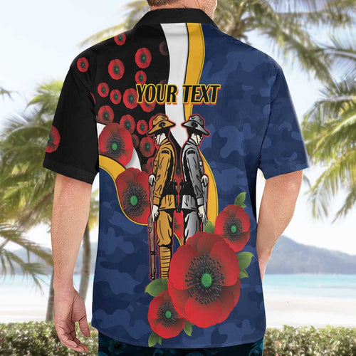 Parramatta Eels ANZAC Personalised Hawaiian Shirt Lest We Forget Poppy Camo