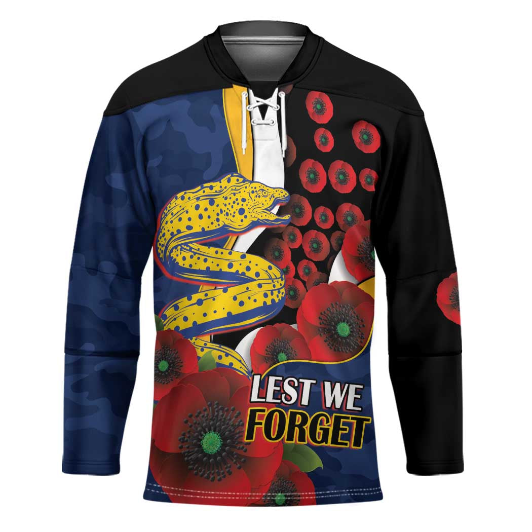 Parramatta Eels ANZAC Personalised Hockey Jersey Lest We Forget Poppy Camo