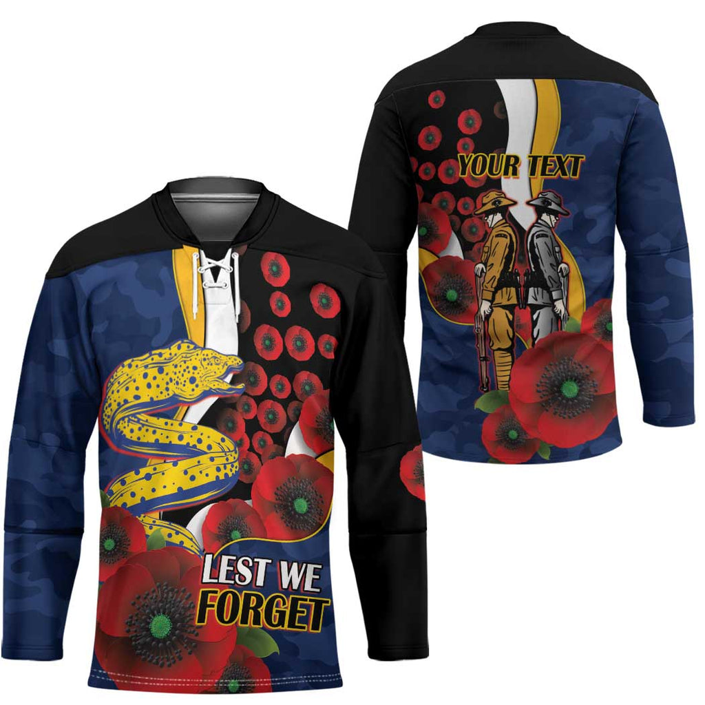 Parramatta Eels ANZAC Personalised Hockey Jersey Lest We Forget Poppy Camo