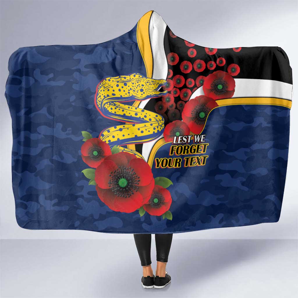 Parramatta Eels ANZAC Personalised Hooded Blanket Lest We Forget Poppy Camo