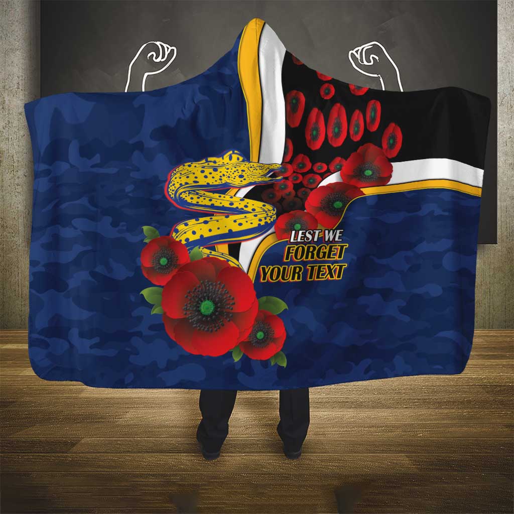 Parramatta Eels ANZAC Personalised Hooded Blanket Lest We Forget Poppy Camo