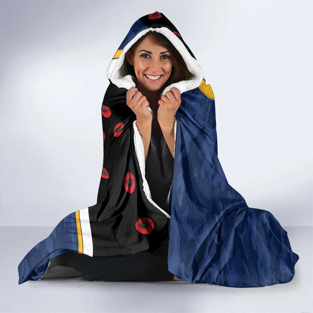 Parramatta Eels ANZAC Personalised Hooded Blanket Lest We Forget Poppy Camo