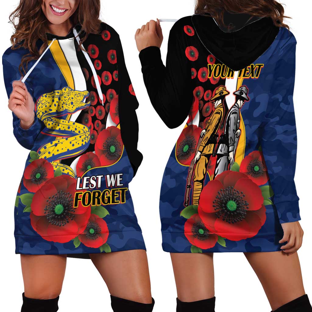 Parramatta Eels ANZAC Personalised Hoodie Dress Lest We Forget Poppy Camo