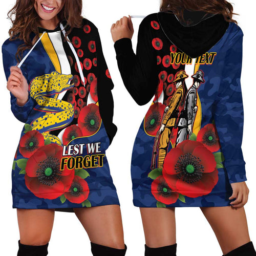 Parramatta Eels ANZAC Personalised Hoodie Dress Lest We Forget Poppy Camo