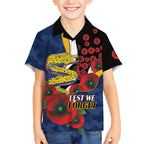 Parramatta Eels ANZAC Personalised Kid Hawaiian Shirt Lest We Forget Poppy Camo