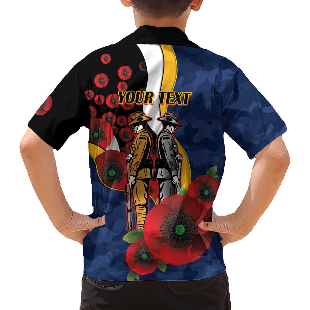 Parramatta Eels ANZAC Personalised Kid Hawaiian Shirt Lest We Forget Poppy Camo