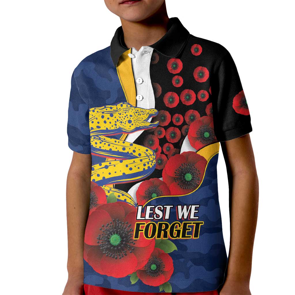 Parramatta Eels ANZAC Personalised Kid Polo Shirt Lest We Forget Poppy Camo