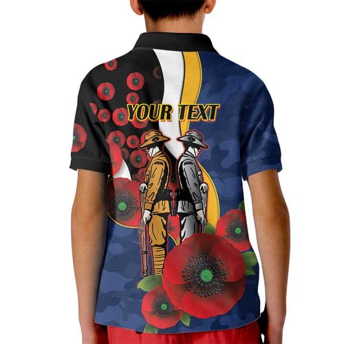 Parramatta Eels ANZAC Personalised Kid Polo Shirt Lest We Forget Poppy Camo