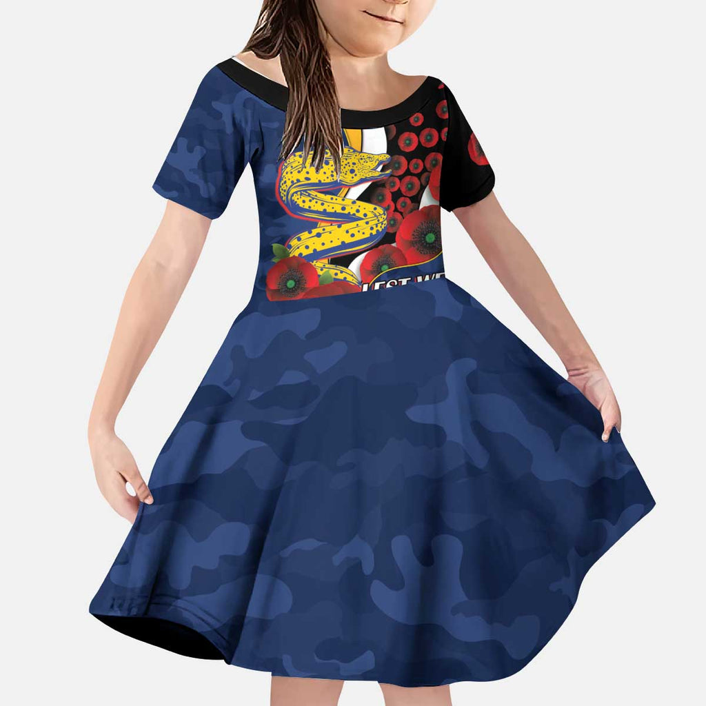 Parramatta Eels ANZAC Personalised Kid Short Sleeve Dress Lest We Forget Poppy Camo