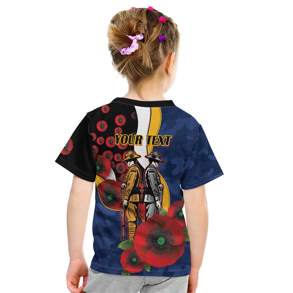 Parramatta Eels ANZAC Personalised Kid T Shirt Lest We Forget Poppy Camo