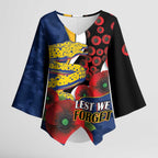 Parramatta Eels ANZAC Personalised Kimono Sleeve Blouse Lest We Forget Poppy Camo