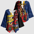 Parramatta Eels ANZAC Personalised Kimono Sleeve Blouse Lest We Forget Poppy Camo