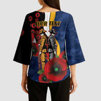 Parramatta Eels ANZAC Personalised Kimono Sleeve Blouse Lest We Forget Poppy Camo