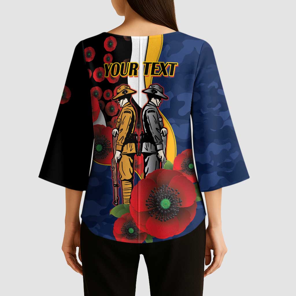 Parramatta Eels ANZAC Personalised Kimono Sleeve Blouse Lest We Forget Poppy Camo