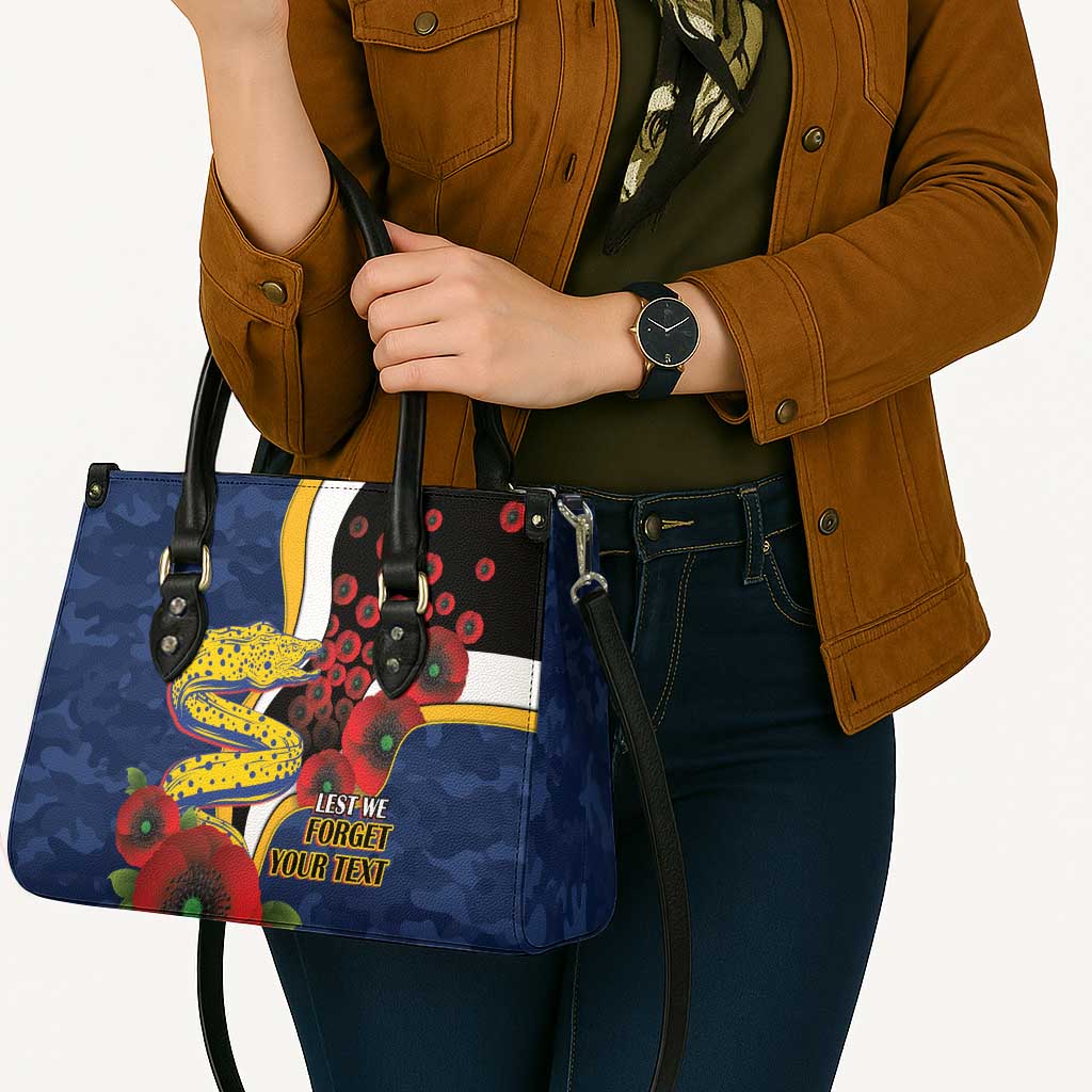 Parramatta Eels ANZAC Personalised Leather Bag Lest We Forget Poppy Camo