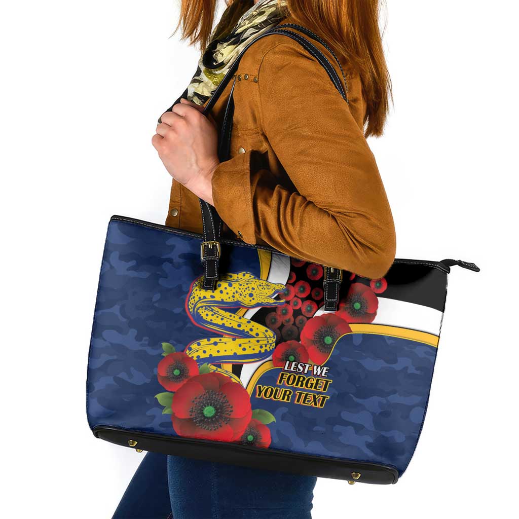 Parramatta Eels ANZAC Personalised Leather Tote Bag Lest We Forget Poppy Camo