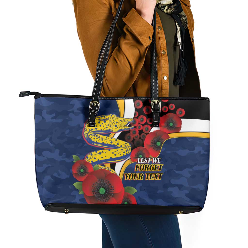 Parramatta Eels ANZAC Personalised Leather Tote Bag Lest We Forget Poppy Camo