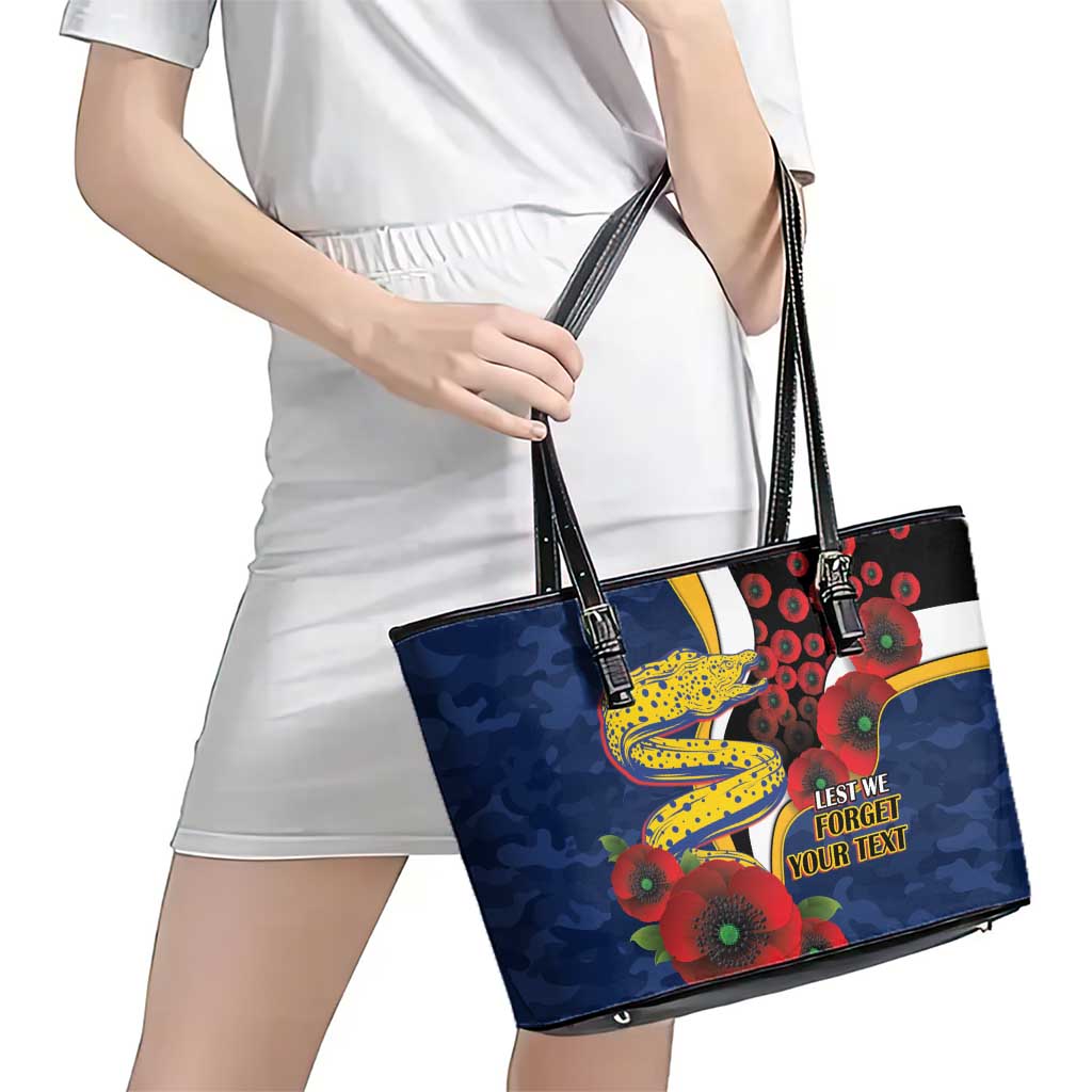 Parramatta Eels ANZAC Personalised Leather Tote Bag Lest We Forget Poppy Camo